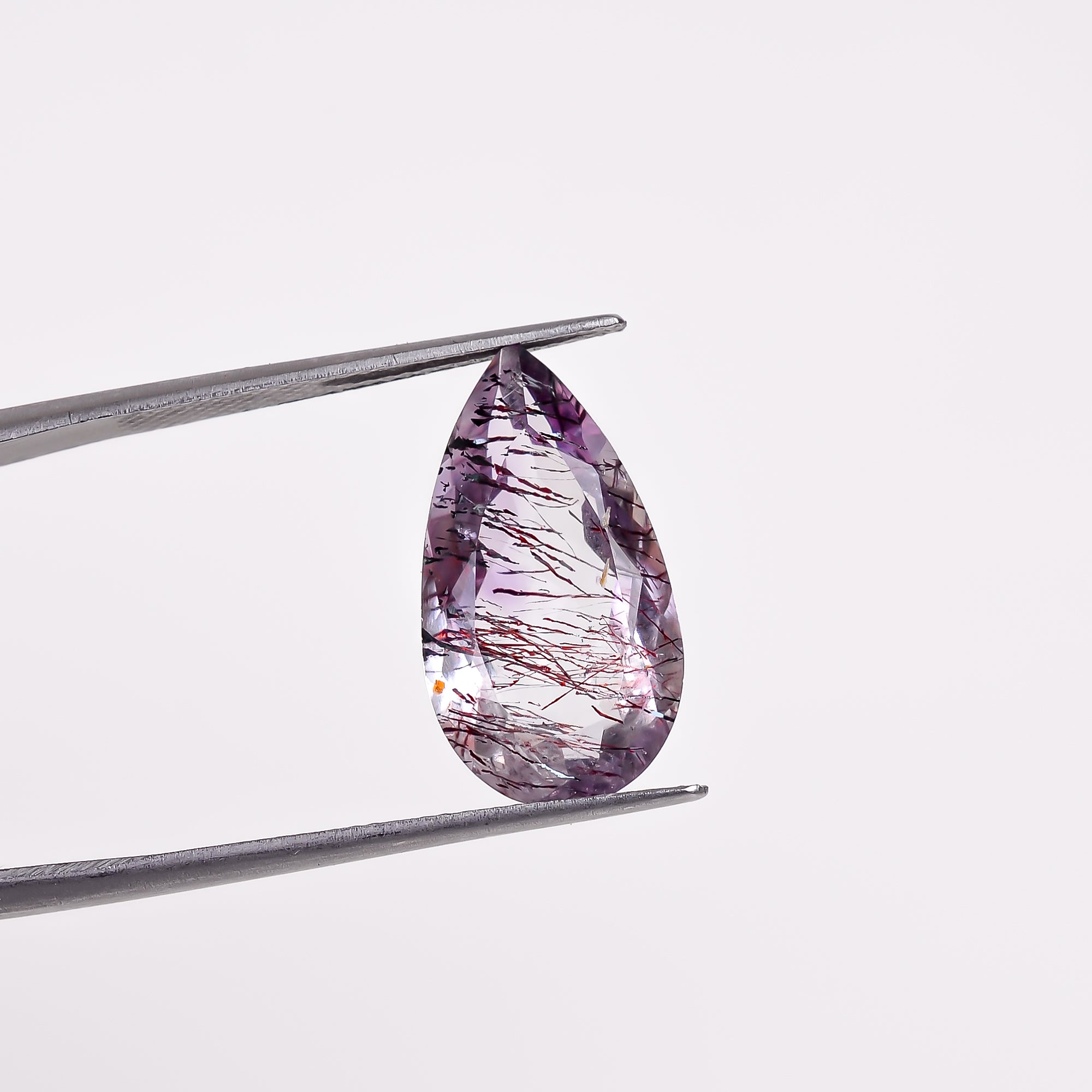 elestial hematite quartz pear shape cut stone loose gemstone